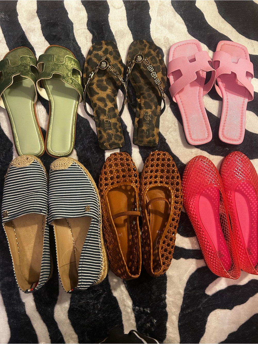 Summer closet clearance bundle ; flats, flip flops, slides, ballet shoes